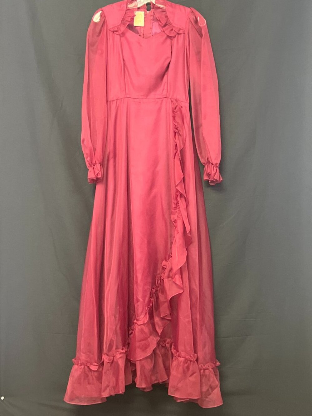 Vintage 1970's Red Ruffled Maxi Dress Toronto Party Time LTD